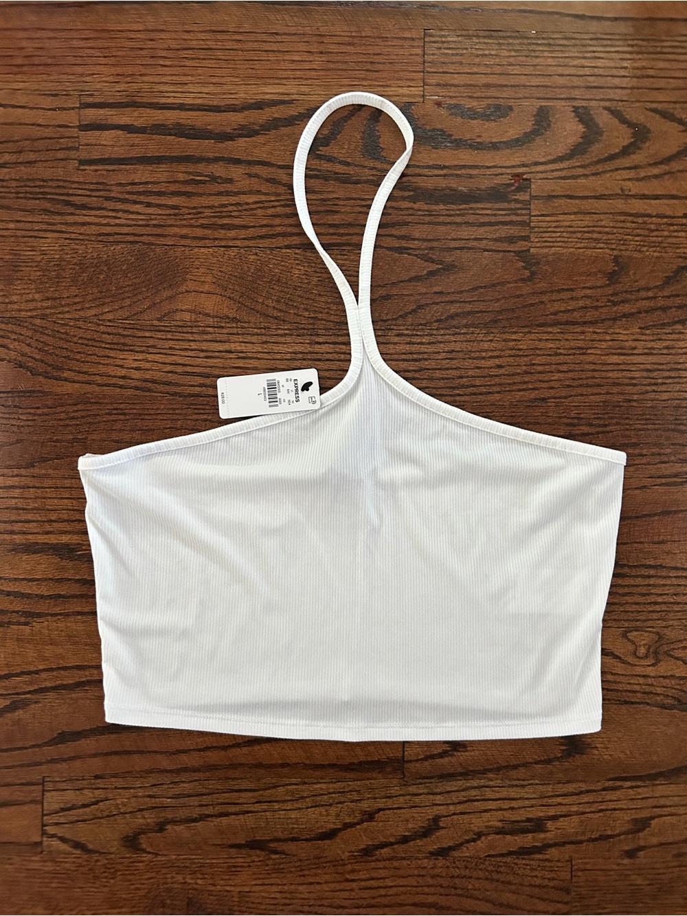 Express Fitted Rib Halter Tank Top Size Large, White - NWT